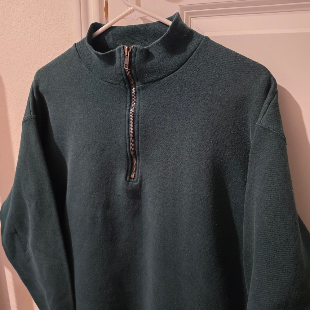 Vintage Pro Spirit Mens Medium Forest Green Quarter Zip Sweatshirt Made in USA